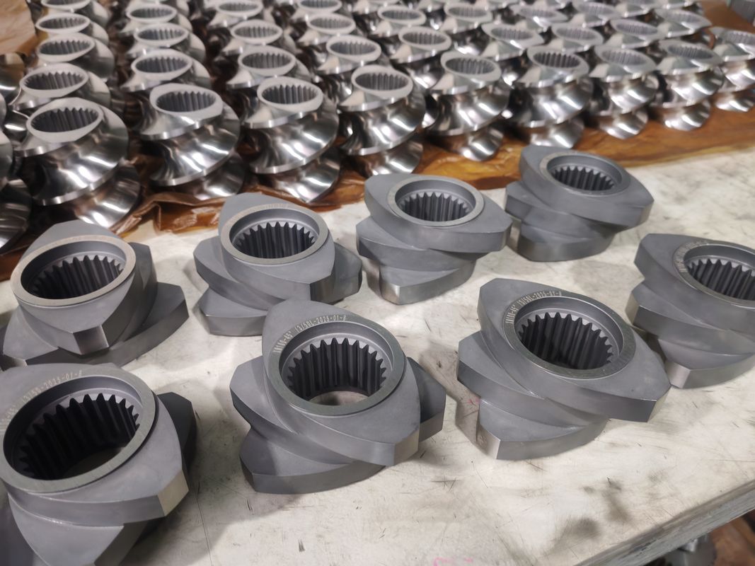 Elemen Sekrup Lini Ekstrusi Plastik 60mm-120 Panjang Sekrup 100rpm-1200 Kecepatan Sekrup untuk Mesin Ekstruder Sekrup Ganda