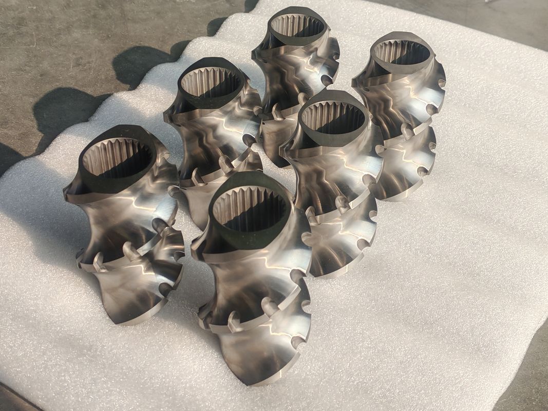 Elemen Sekrup Lini Ekstrusi Plastik 60mm-120 Panjang Sekrup 100rpm-1200 Kecepatan Sekrup untuk Mesin Ekstruder Sekrup Ganda