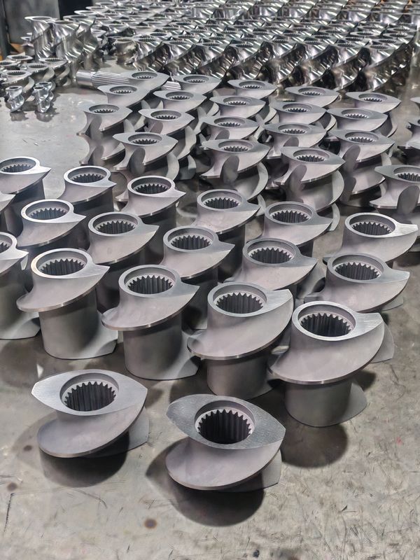 Elemen Sekrup Lini Ekstrusi Plastik 60mm-120 Panjang Sekrup 100rpm-1200 Kecepatan Sekrup untuk Mesin Ekstruder Sekrup Ganda