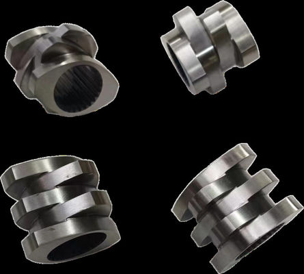 Zona Peleburan Bagian Ekstruder Sekrup Kembar 30° 45° 60° 90° Sudut Sekrup 71mm OD