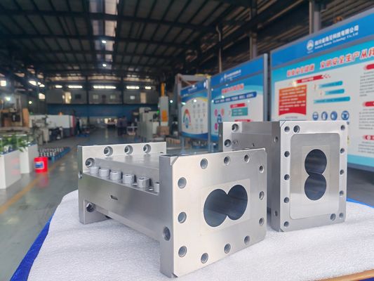 Zse75maxx Mesin Pelletizing Kompon Plastik Extruder Sekrup Ganda Elemen Sekrup Laras