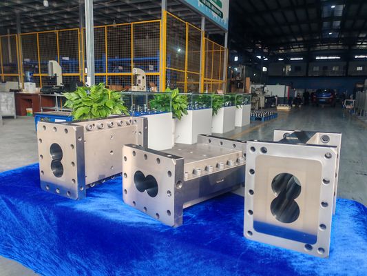 Zse75maxx Mesin Pelletizing Kompon Plastik Extruder Sekrup Ganda Elemen Sekrup Laras