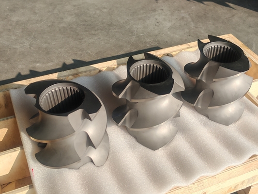 Elemen sekrup untuk mesin ekstruder twin screw dalam lini ekstrusi plastik