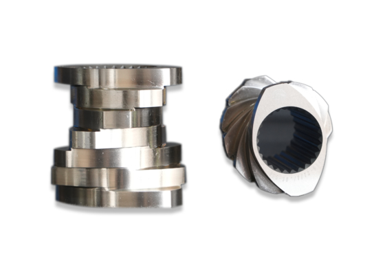 65/75/85/95/110/120/135/mm Diameter Pusat Elemen Sekrup Bahan Disesuaikan untuk Bagian Mesin Ekstruder